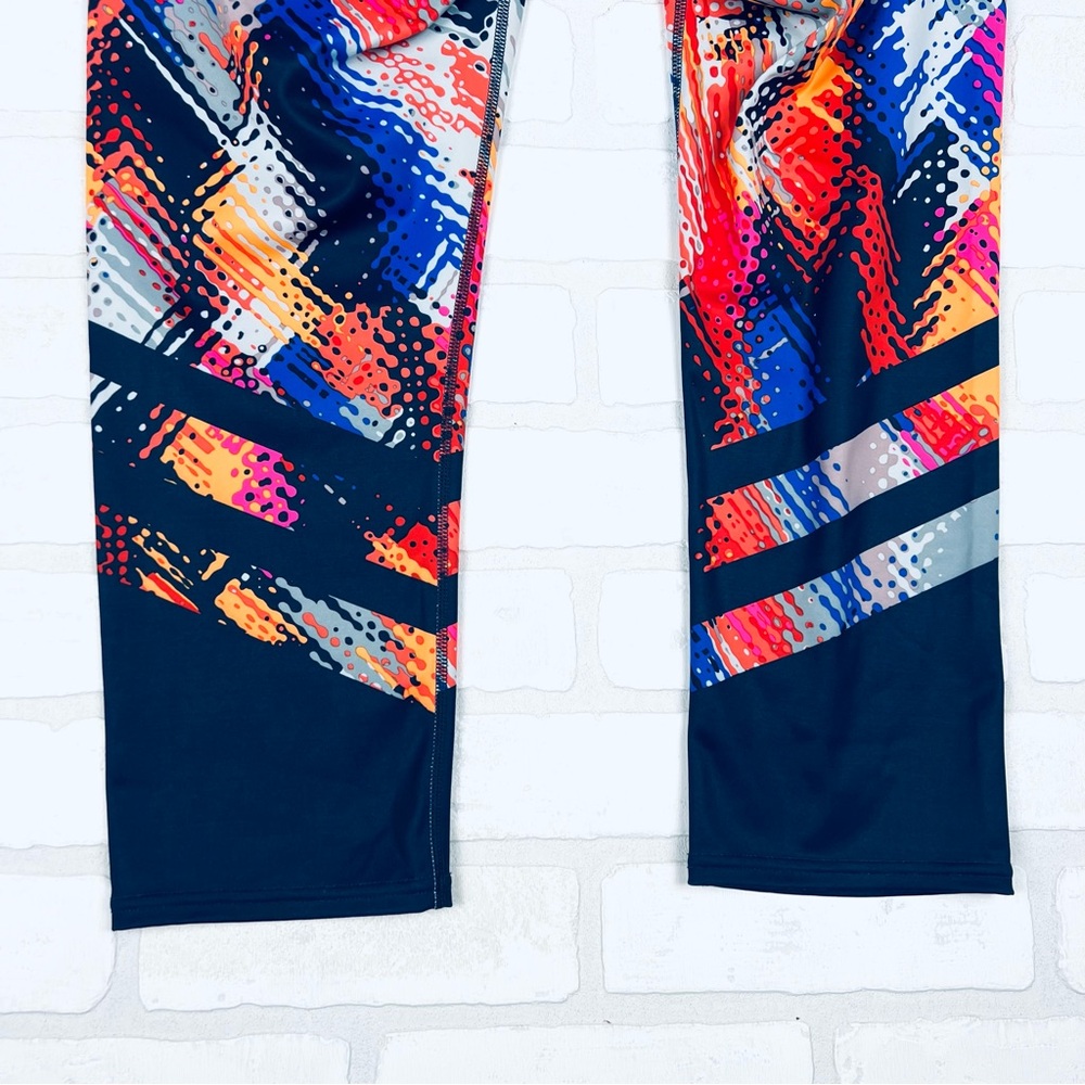 Athleta Be Free Crop Leggings Womens Multi Color Abstract Print Athletic Pants L - Picture 6 of 12